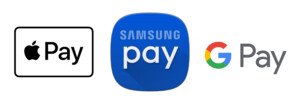 Mobile Pay logos for Apple Pay, Samsung Pay, and Google Pay